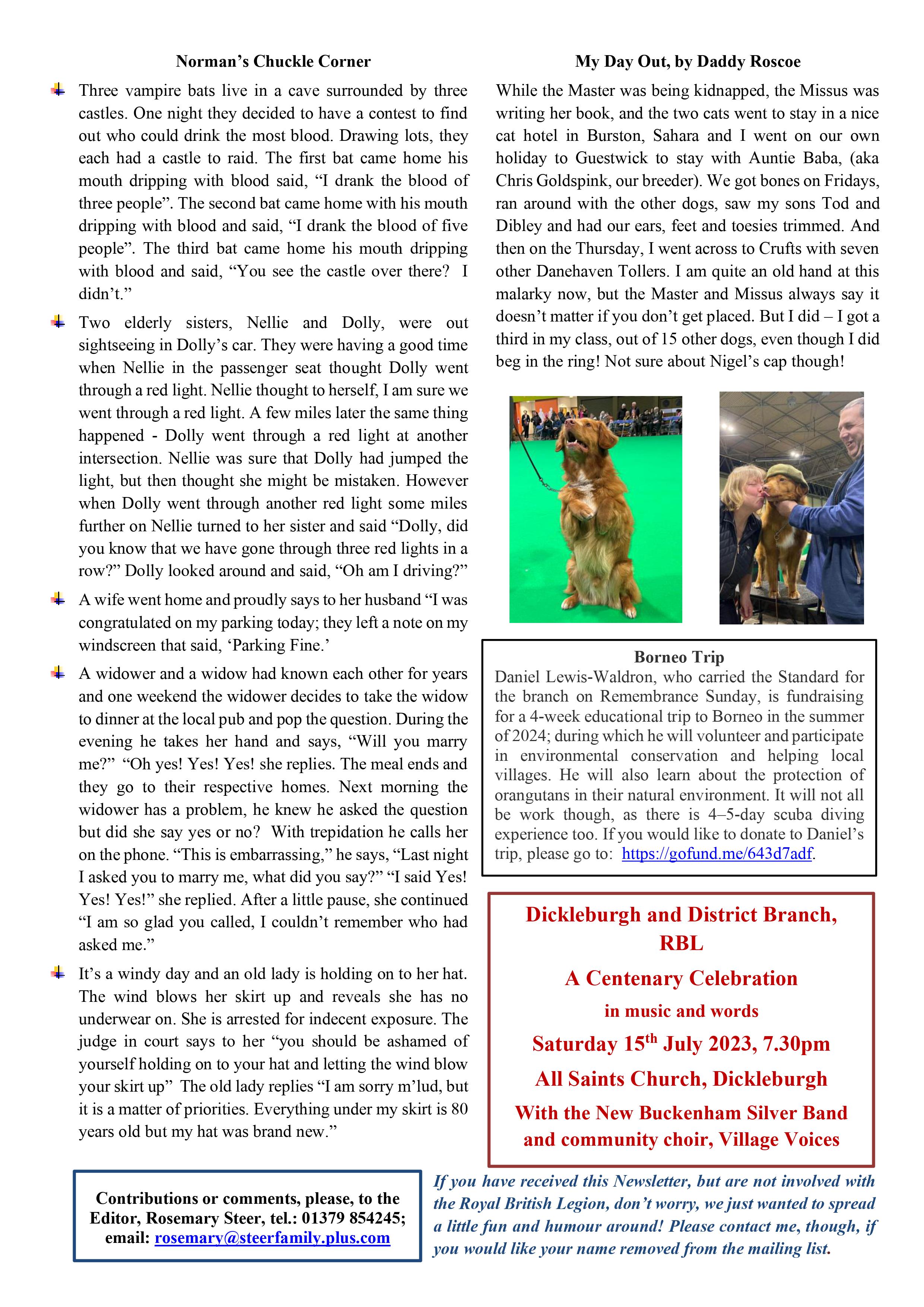 RBL - Dickleburgh & District Branch March 2023 Newsletter Page 4