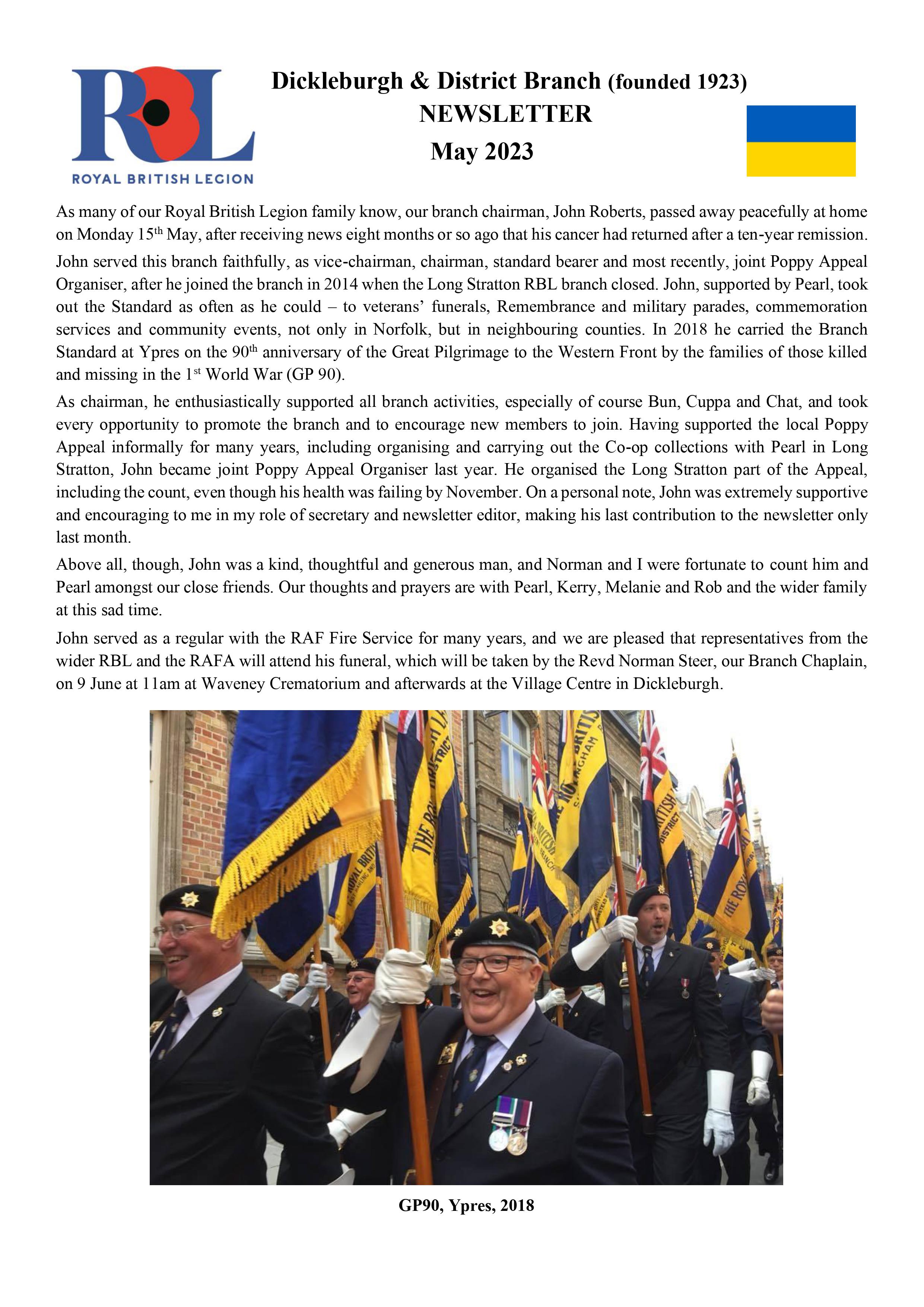 RBL Dickleburgh and District News Letter Page 1