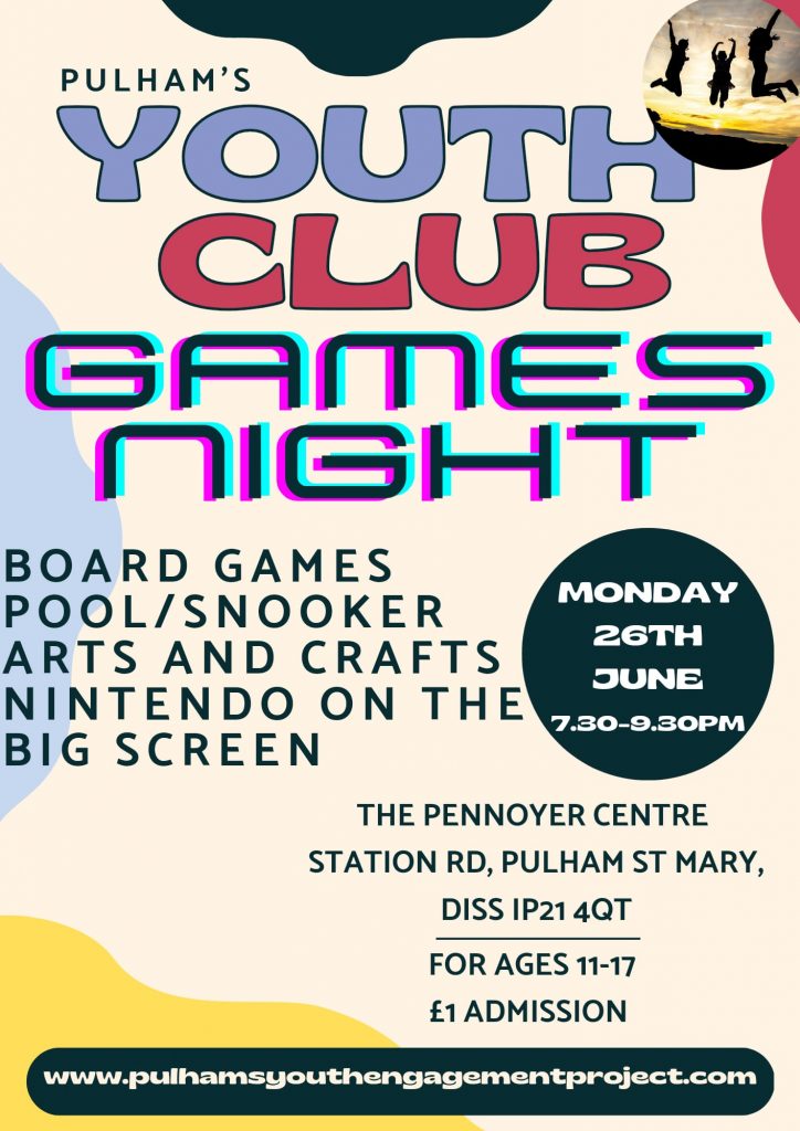 Pulham's Youth Club Games Night Monday 26th June 2023