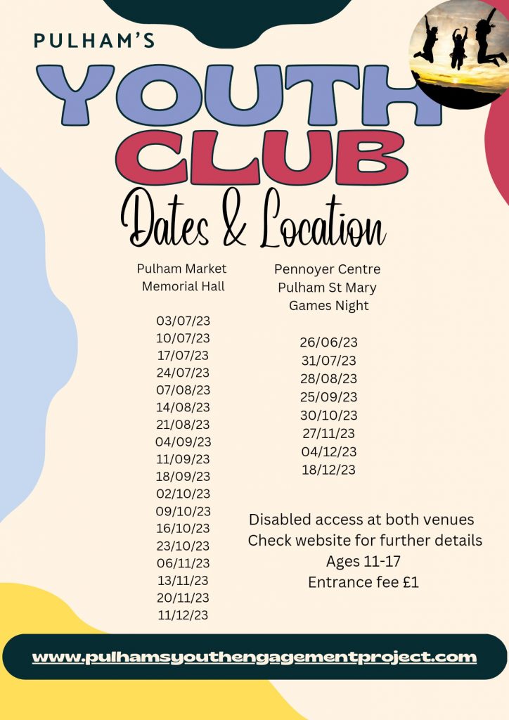 Pulham's Youth Club Dates and Location Poster