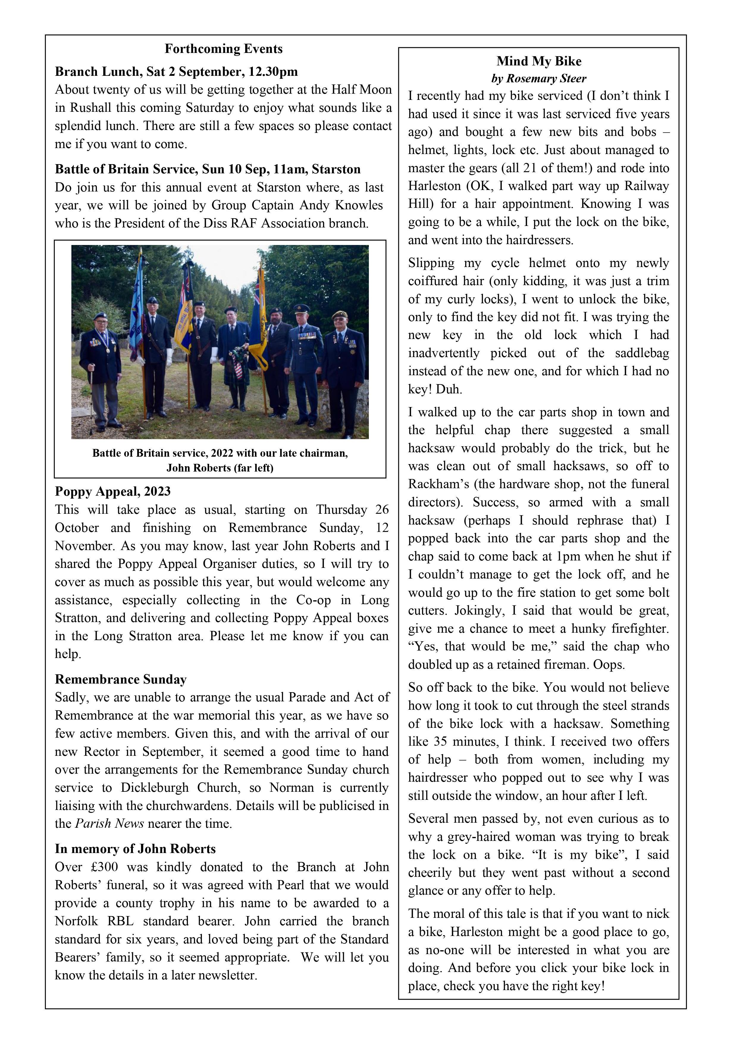 RBL Dickleburgh & District Newsletter