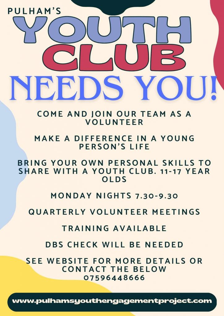 Pulham's Youth Club Volunteer Recruitment Poster